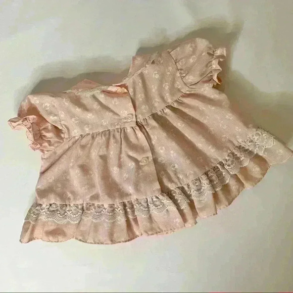 Vintage Dainty Delights Peach Pink Floral Ruffle Dress 12 Month Baby - Picture 2 of 4